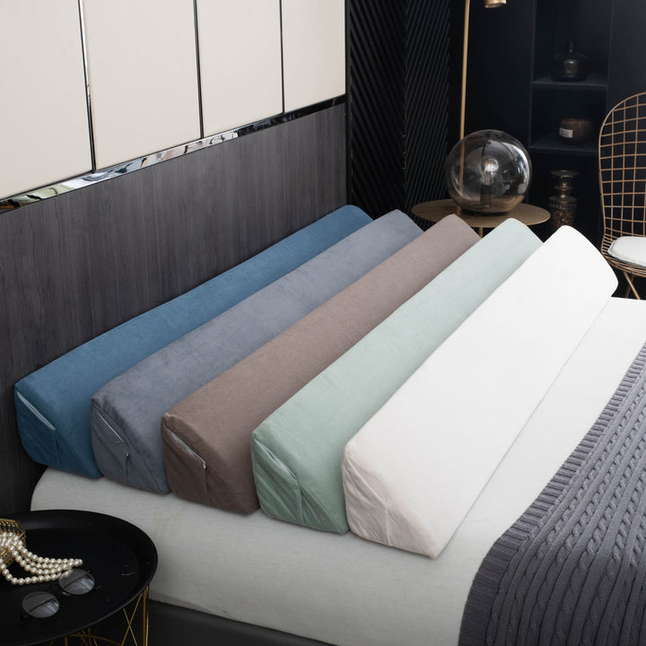 Long Wedge Pillow as Back Support for the Headboard