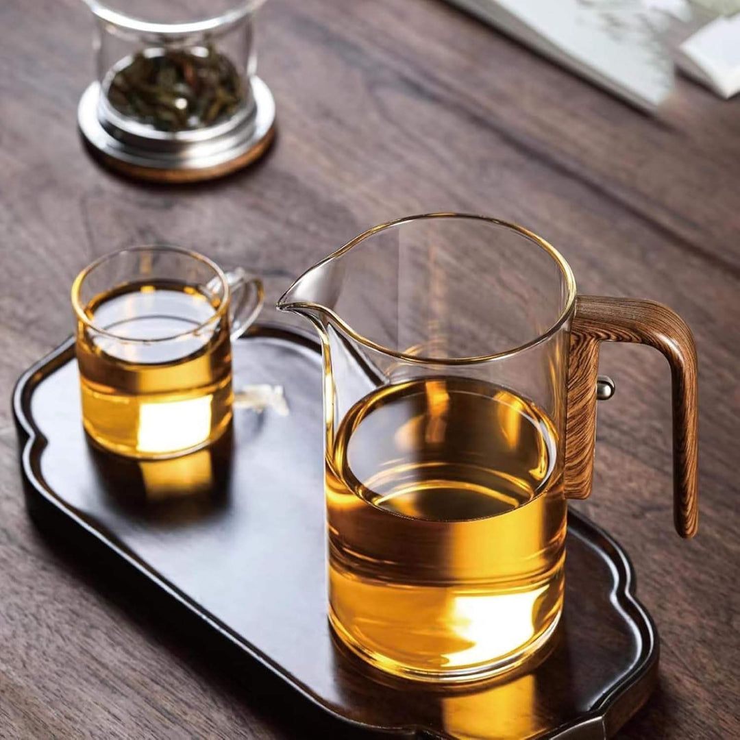 Borosilicate Teapot with Stainless Steel Infuser and Natural Wood Handle