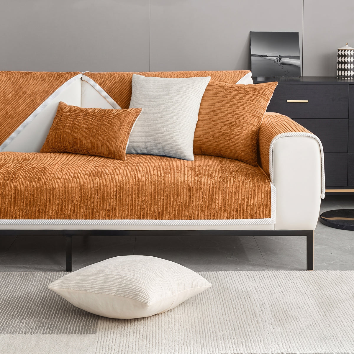 Chenille Sofa Cover with Non-Slip Backing