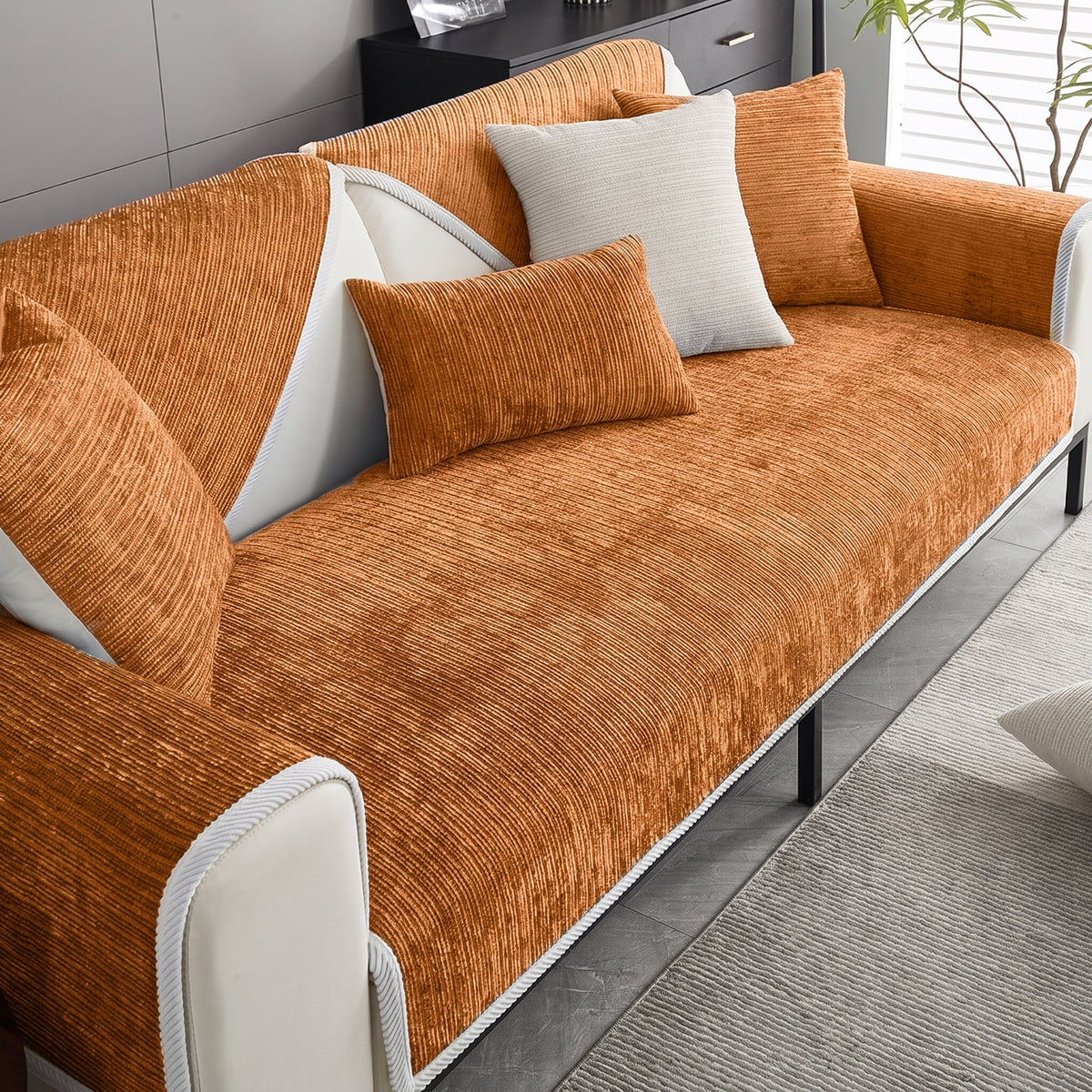 Chenille Sofa Cover with Non-Slip Backing