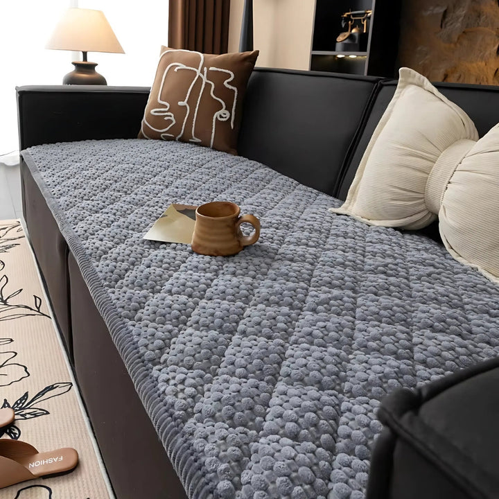 Quilted Sofa Cover with Non-Slip Design and Fleece Texture