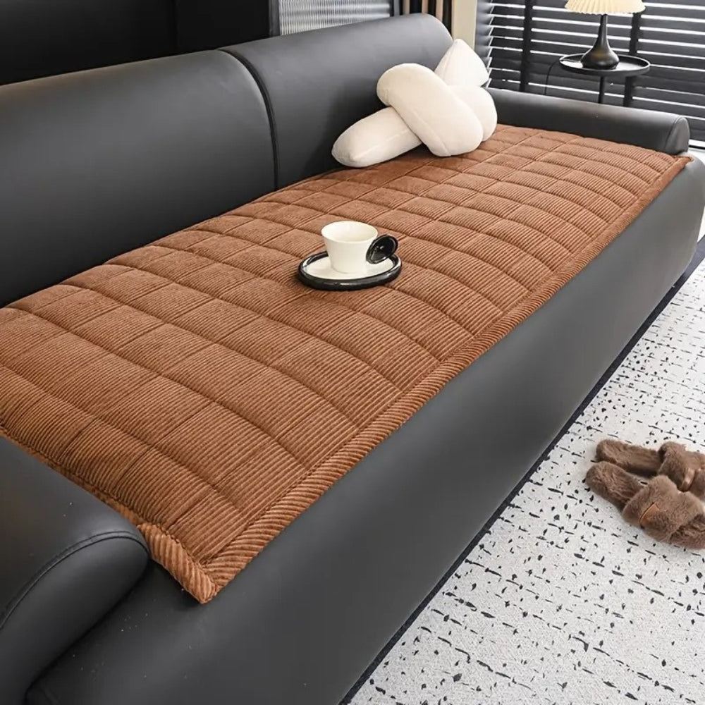 Quilted Sofa Protector Mat with Non-Slip Design