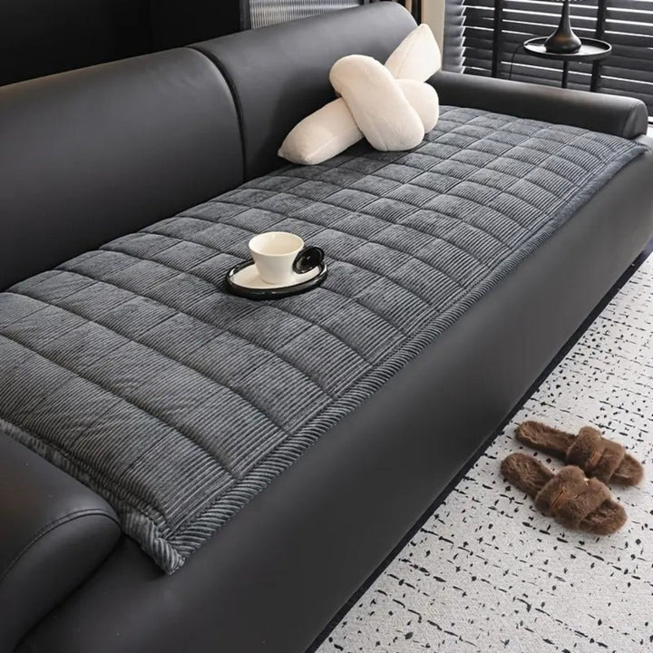 Quilted Sofa Protector Mat with Non-Slip Design