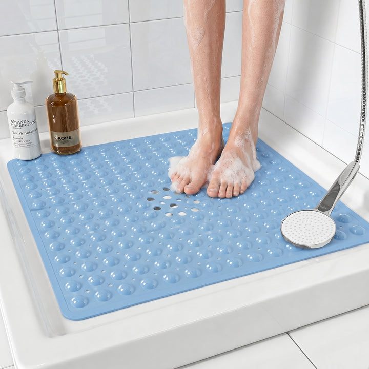 Square Bath Mat with Textured Bubble Surface