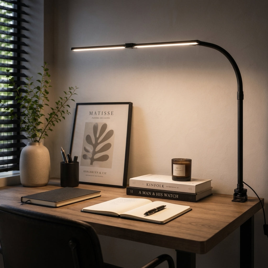 Adjustable LED Desk Lamp with Flexible Clamp Mount Arm
