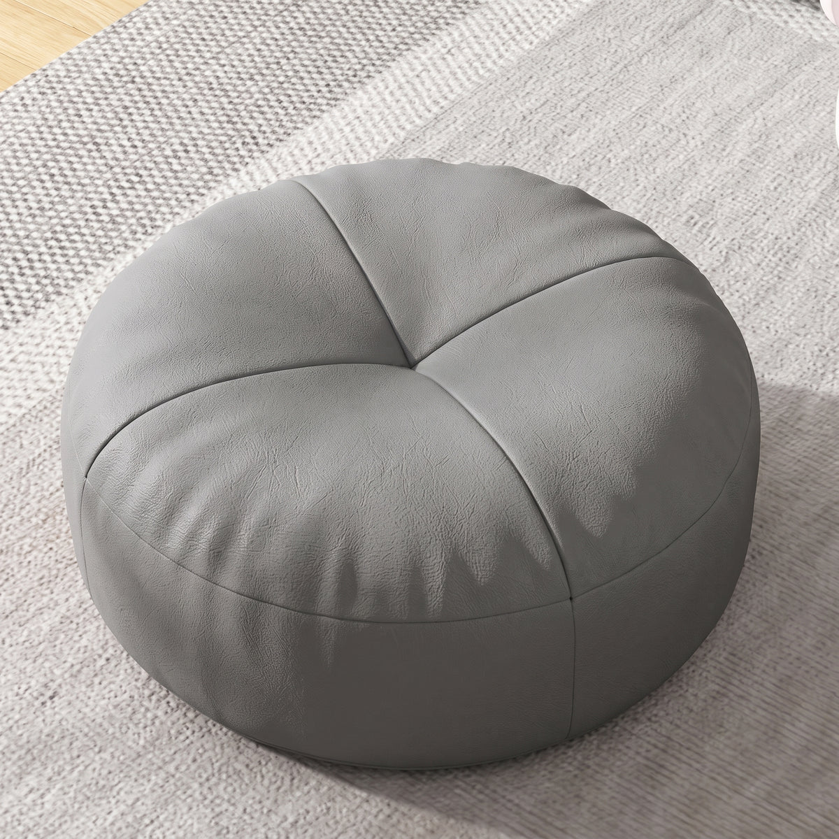 Round Floor Cushion Pouf with Segmented Panel Design