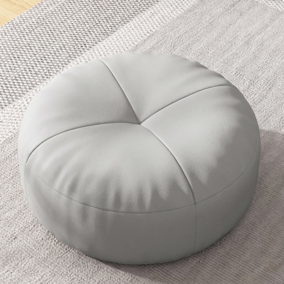 Round Floor Cushion Pouf with Segmented Panel Design