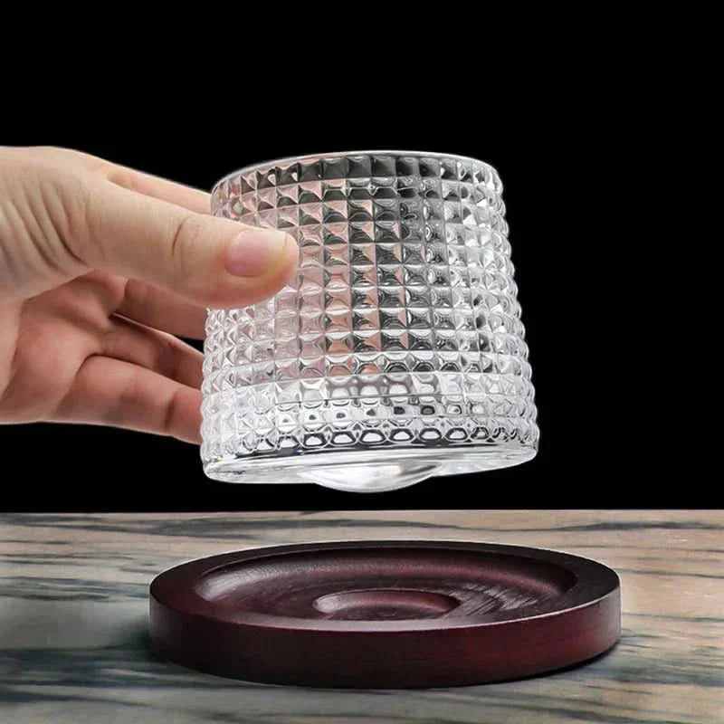 Whiskey Glasses with Rotating Base for Aromatic Enjoyment