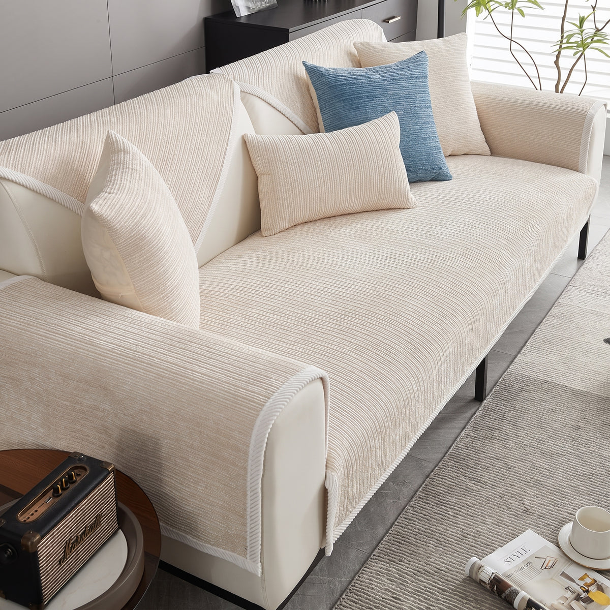 Chenille Sofa Cover with Non-Slip Backing