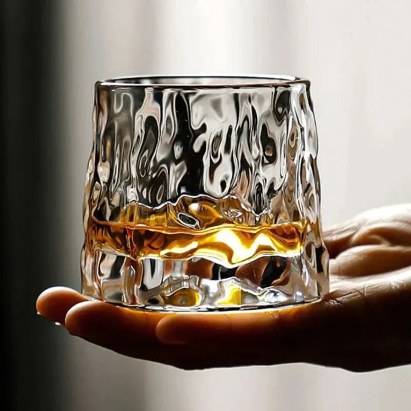 Whiskey Glasses with Rotating Base for Aromatic Enjoyment