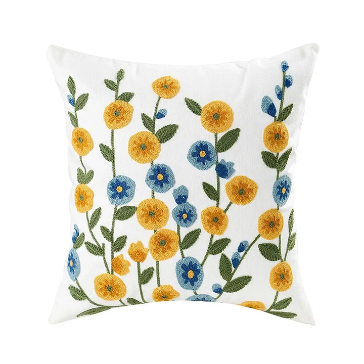 Decorative Pillow Cover with Floral Embroidery for the Home