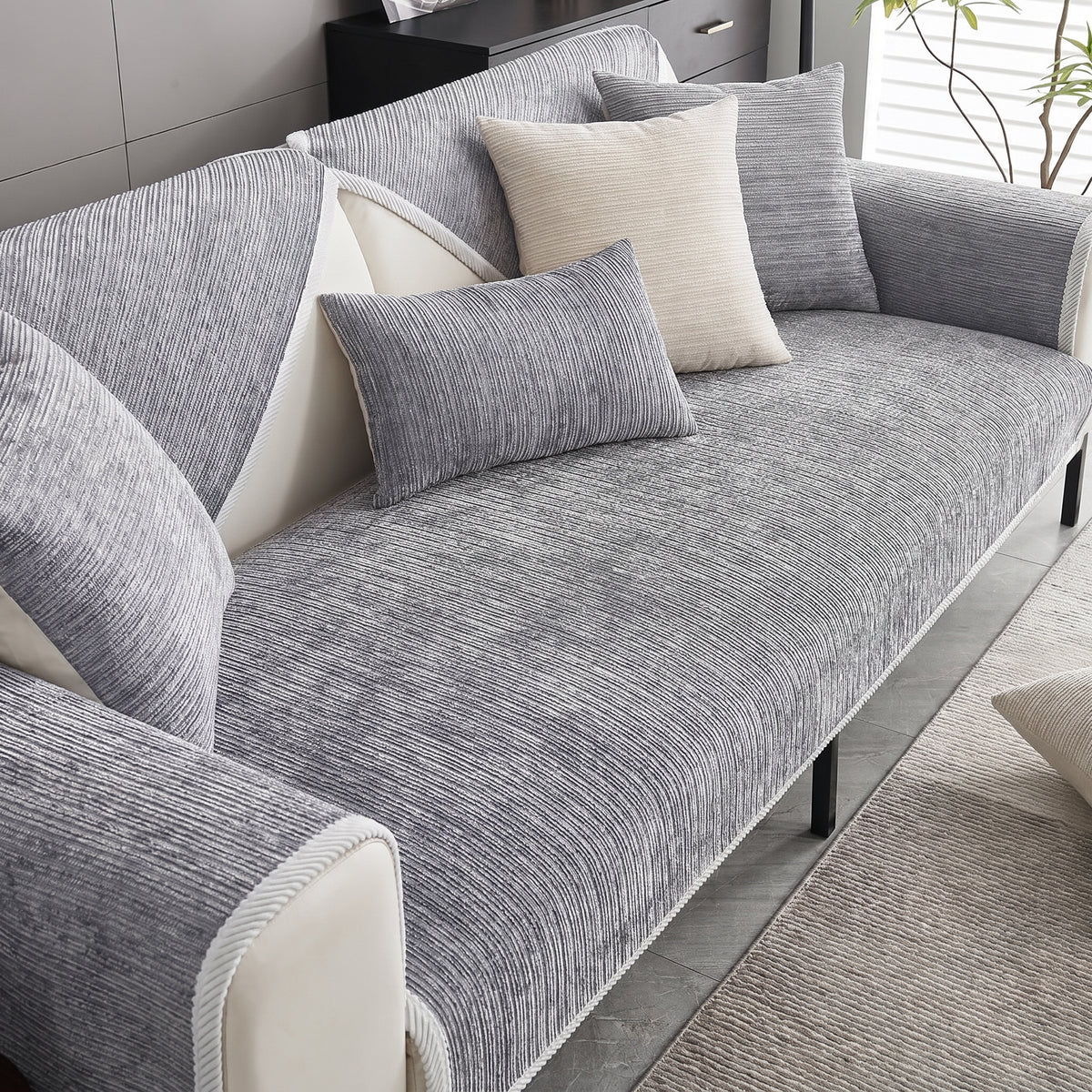 Chenille Sofa Cover with Non-Slip Backing