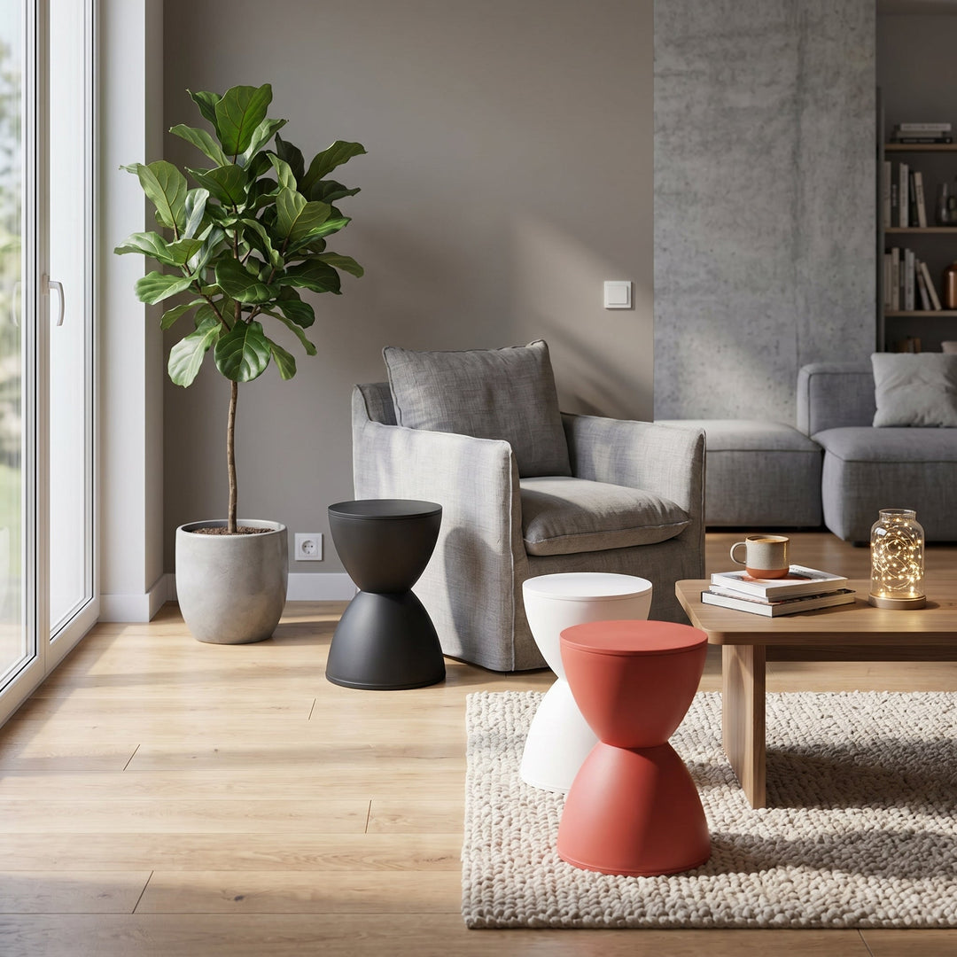 Modern Hourglass-Shaped Side Table Stool