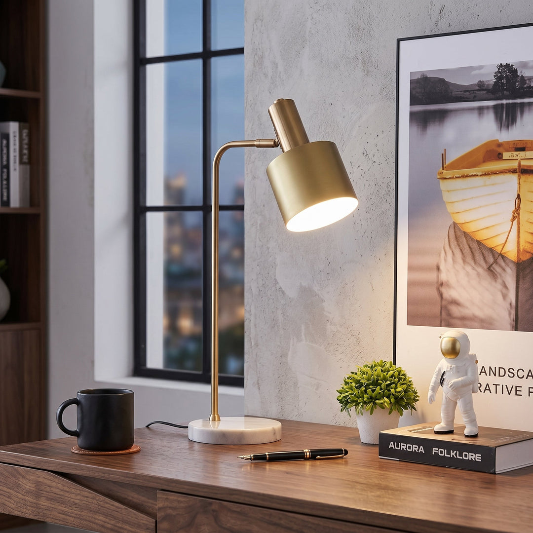 Modern Golden Desk Lamp with Adjustable Shade