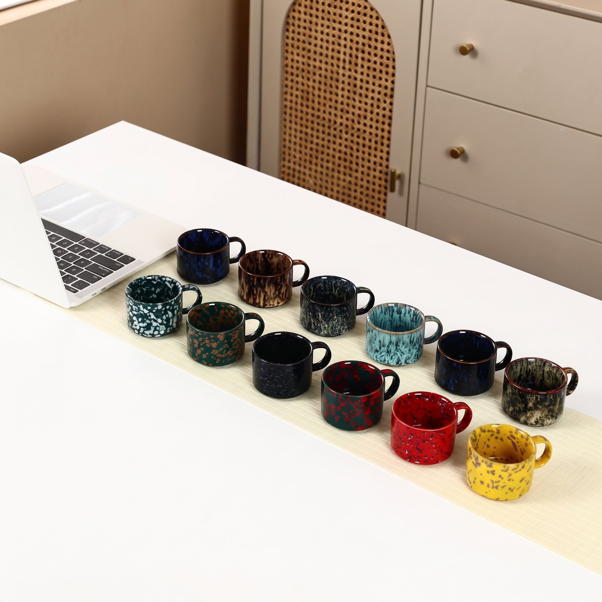 12-Piece Vintage Ceramic Coffee Cup with Speckled Glaze