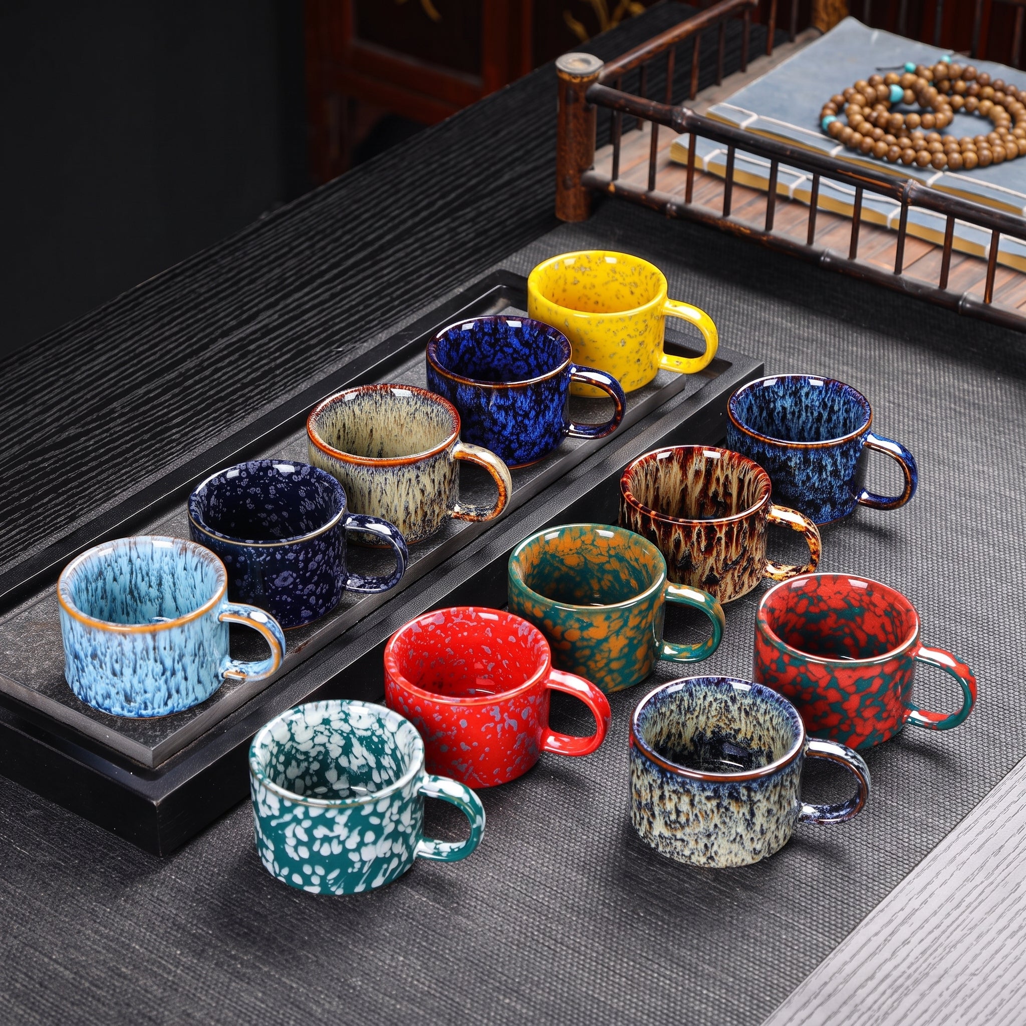 12-Piece Vintage Ceramic Coffee Cup with Speckled Glaze