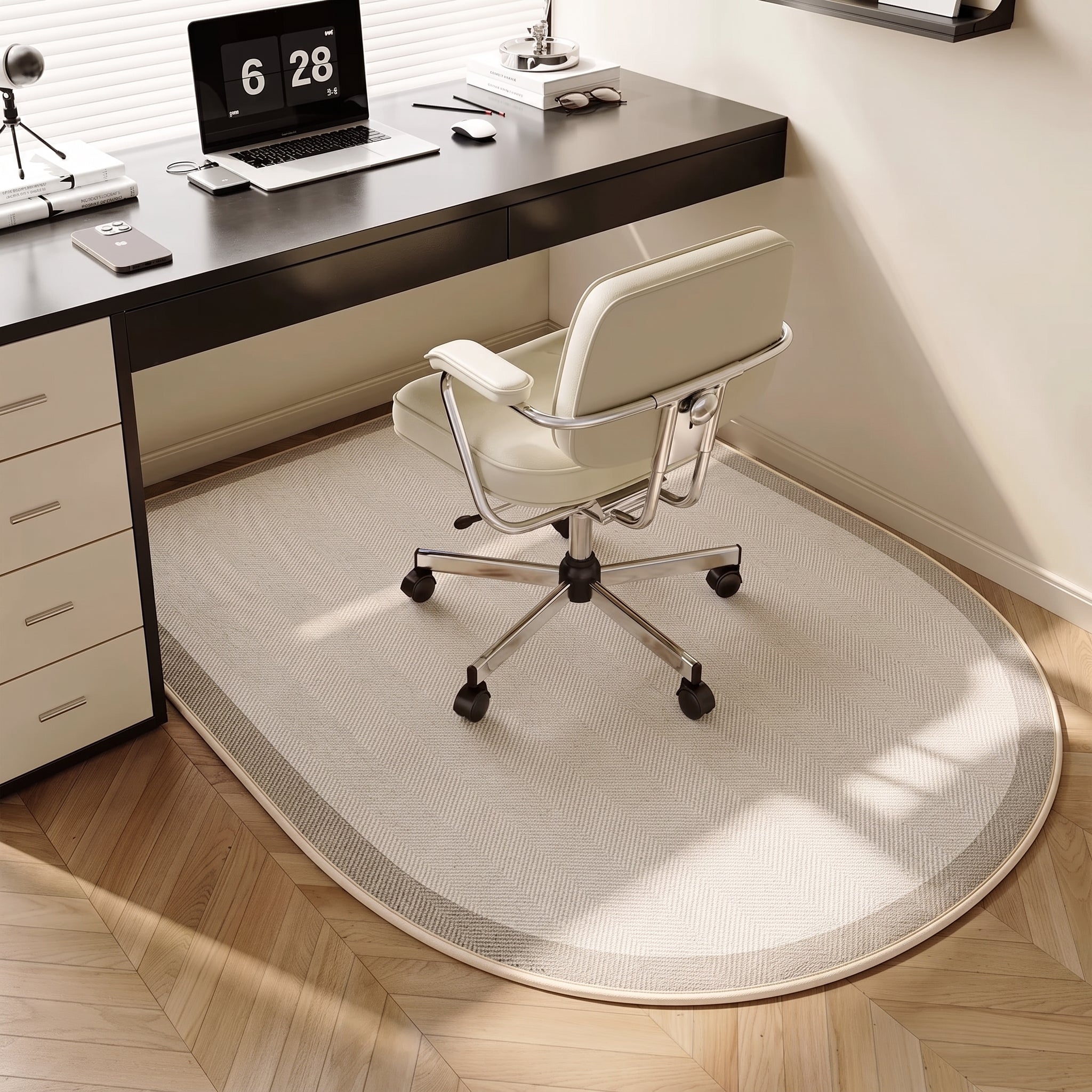 Anti-Slip Office Chair Floor Mat  with Geometric Embossed Pattern