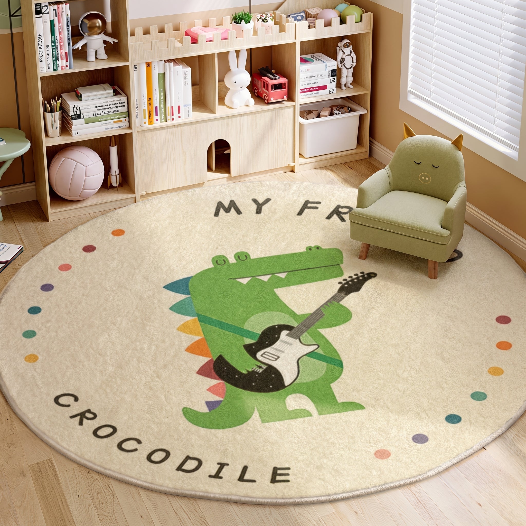 Soft Plush Non-Slip Safari Animal Round Kids Carpet