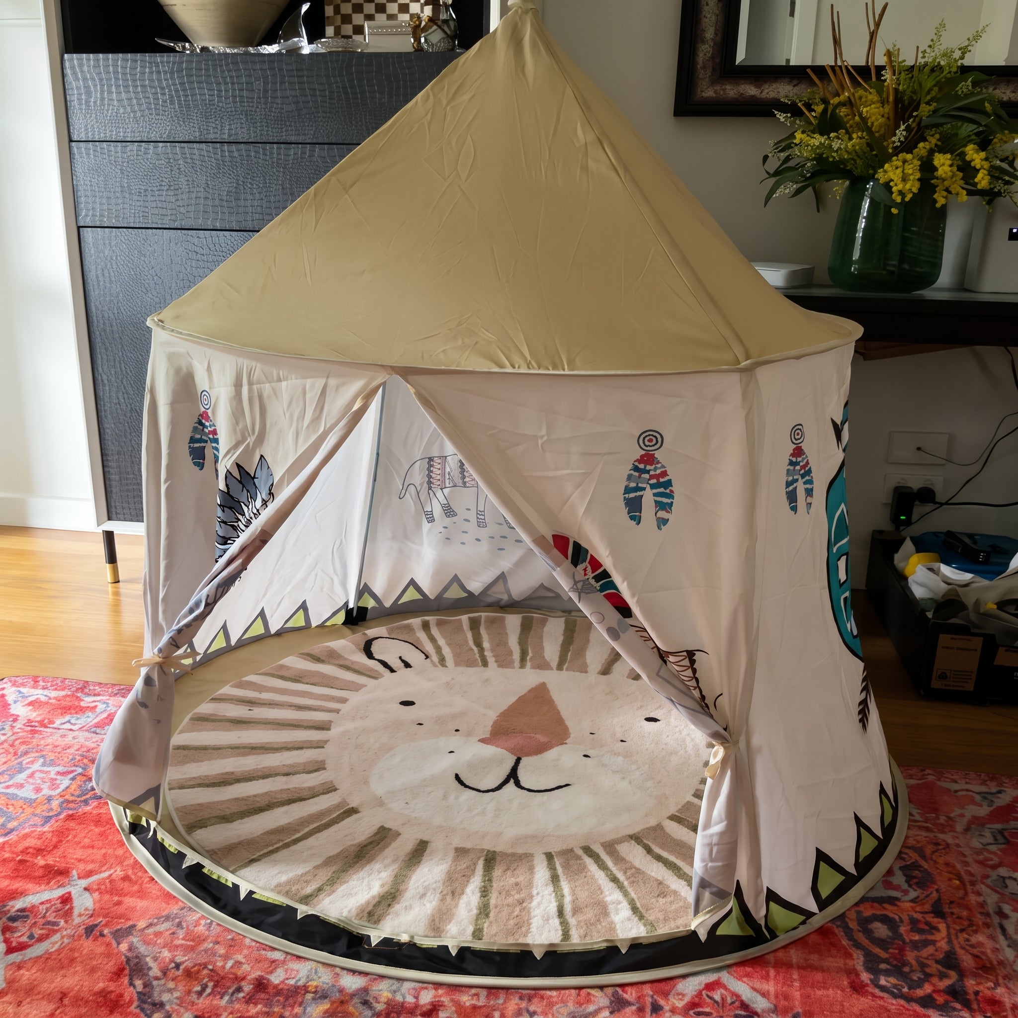 Soft Plush Non-Slip Safari Animal Round Kids Carpet