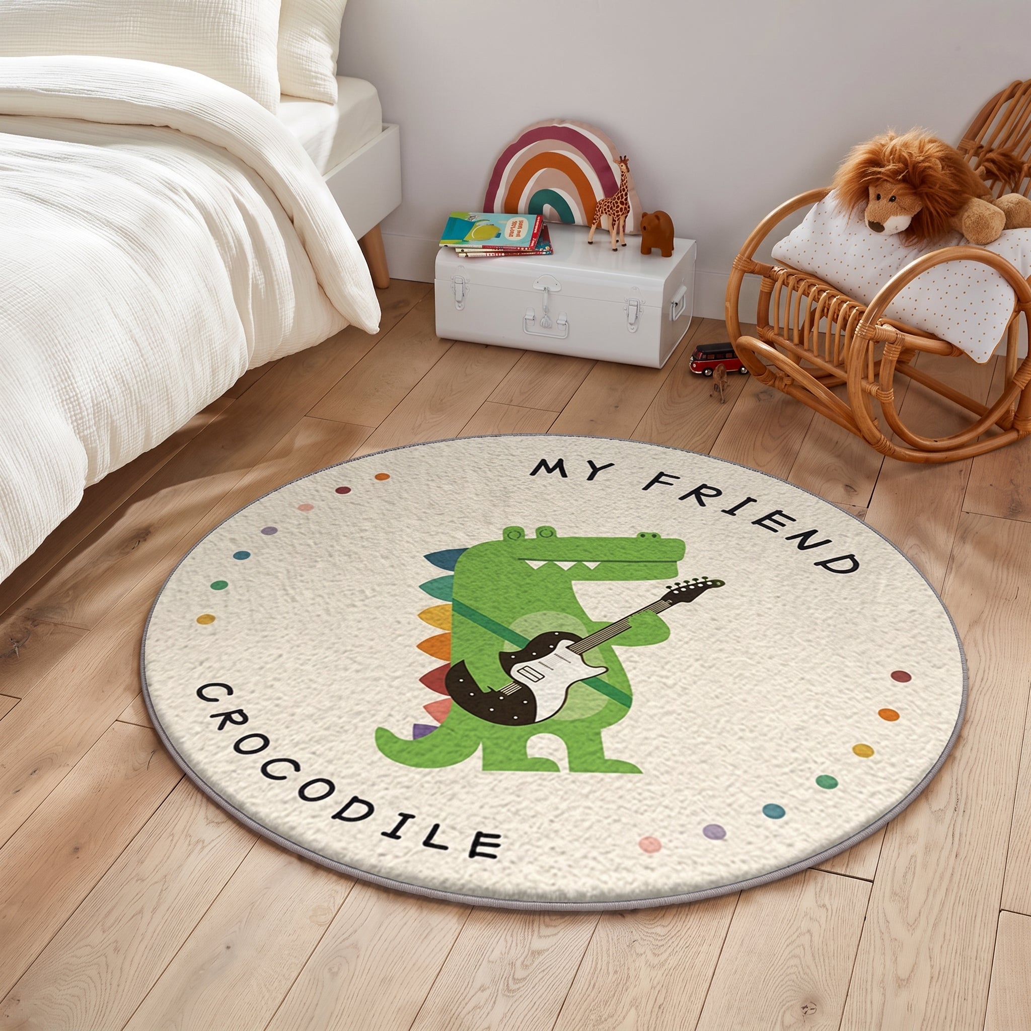 Soft Plush Non-Slip Safari Animal Round Kids Carpet