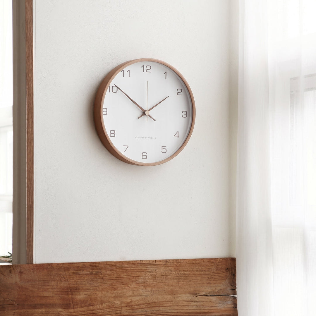 Minimalistic Wall Clock with Wooden Frame in Nordic Style