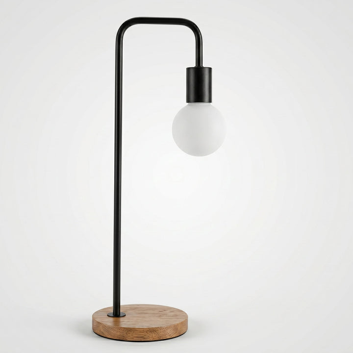 Minimalist Table Lamp with Curved Metal Arm