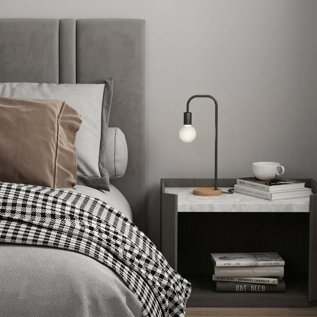 Minimalist Table Lamp with Curved Metal Arm