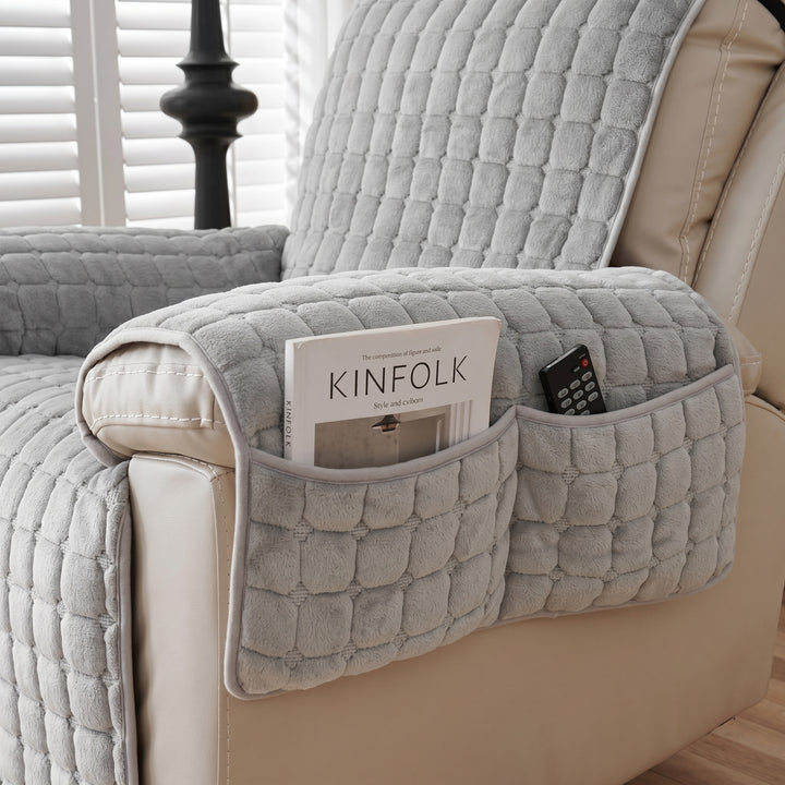 Quilted Recliner Cover with Side Pocket Organizer