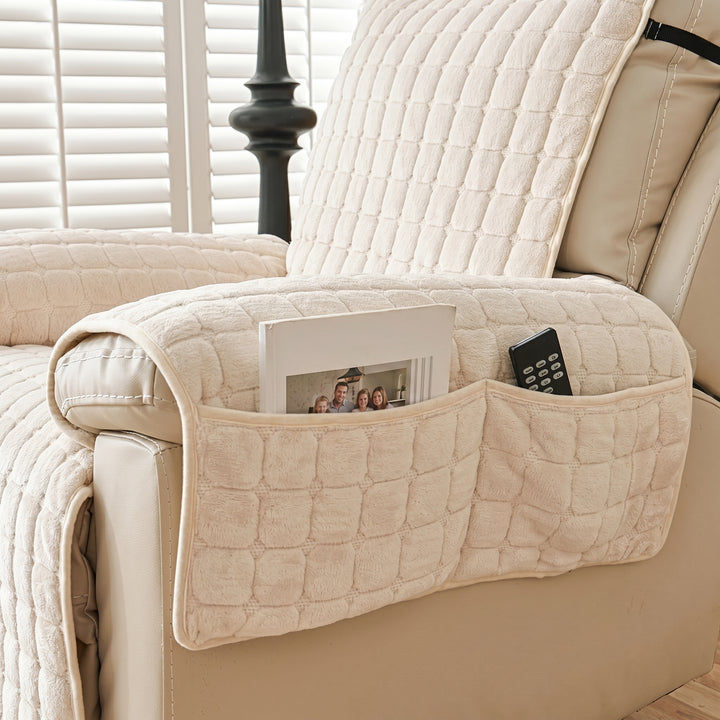Quilted Recliner Cover with Side Pocket Organizer