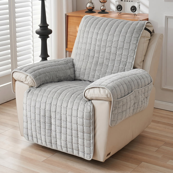 Quilted Recliner Cover with Side Pocket Organizer
