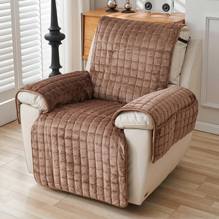 Quilted Recliner Cover with Side Pocket Organizer