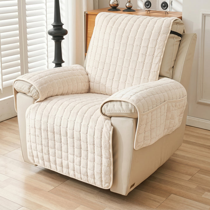 Quilted Recliner Cover with Side Pocket Organizer