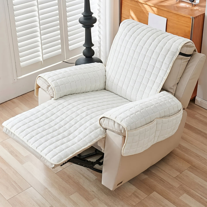 Quilted Recliner Cover with Side Pocket Organizer