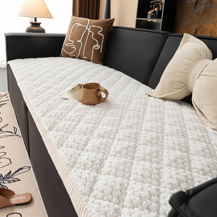 Quilted Sofa Cover with Textured Pattern Design