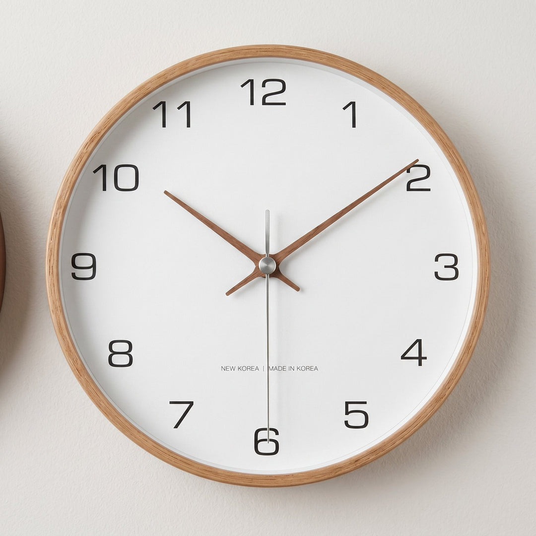Minimalistic Wall Clock with Wooden Frame in Nordic Style