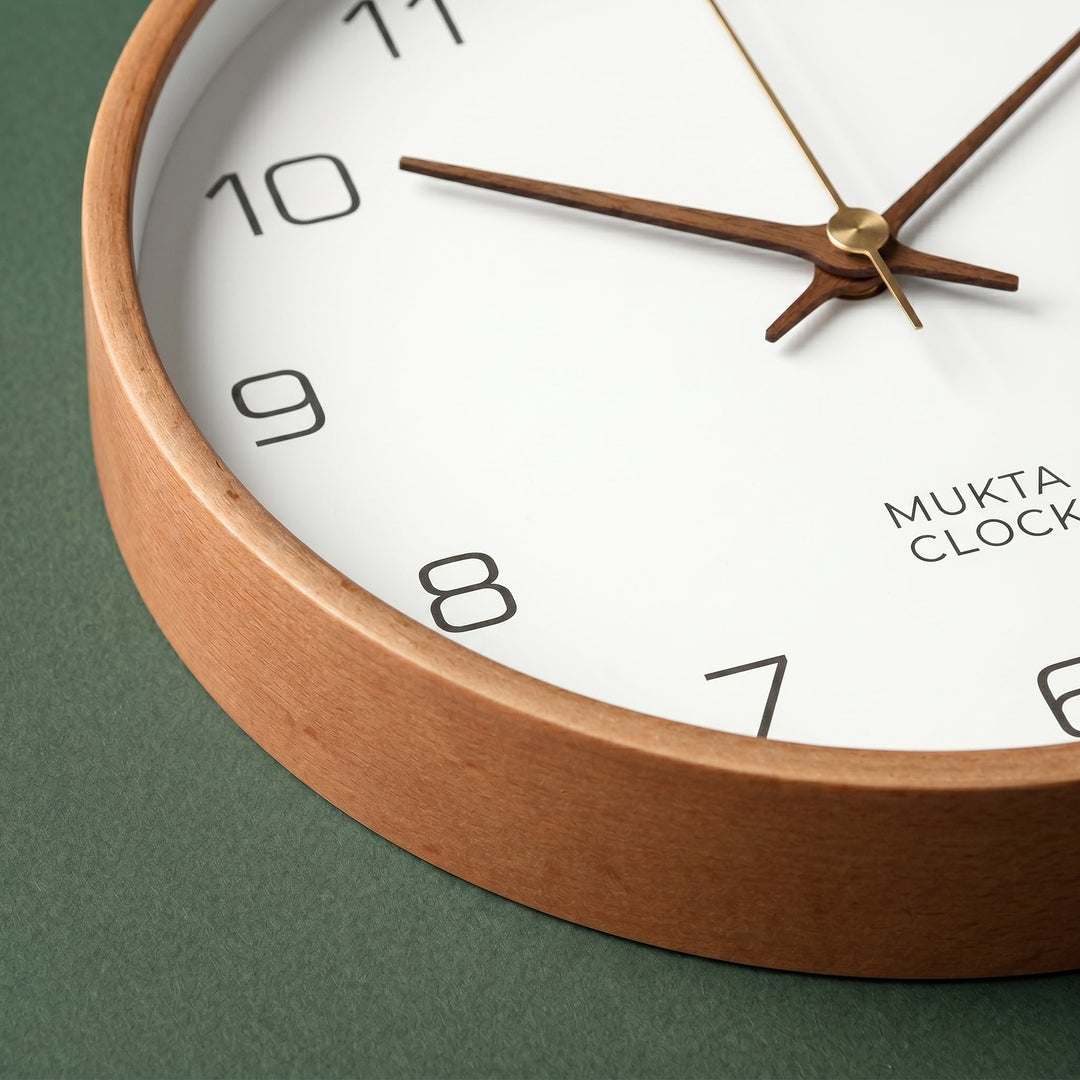 Minimalistic Wall Clock with Wooden Frame in Nordic Style