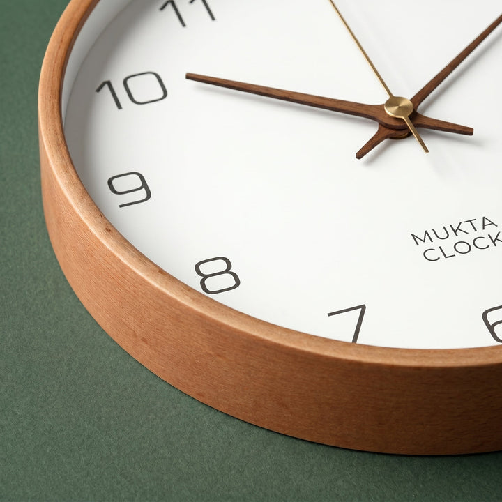 Minimalistic Wall Clock with Wooden Frame in Nordic Style