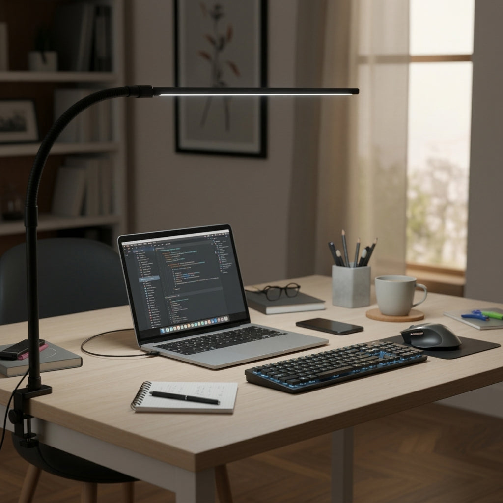 Adjustable LED Desk Lamp with Flexible Clamp Mount Arm