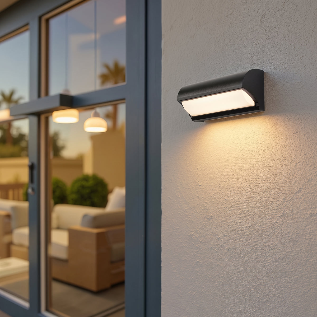 Curved LED Outdoor Wall Light with Upward and Downward Glow
