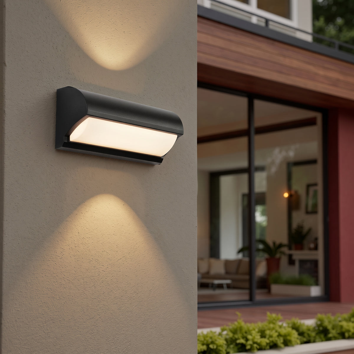 Curved LED Outdoor Wall Light with Upward and Downward Glow