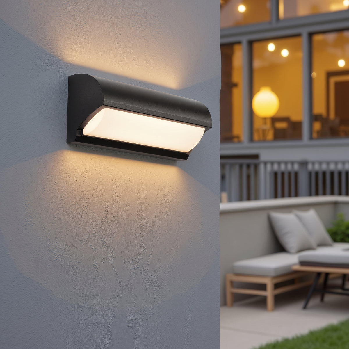 Curved LED Outdoor Wall Light with Upward and Downward Glow