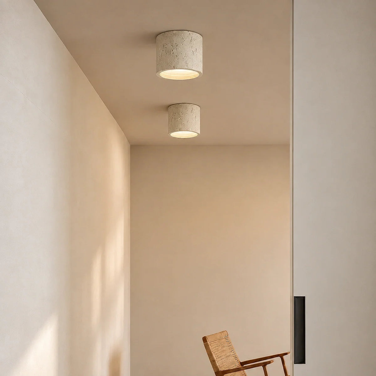 Travertine Cylindrical Ceiling Lamp Flush Mount Fitting
