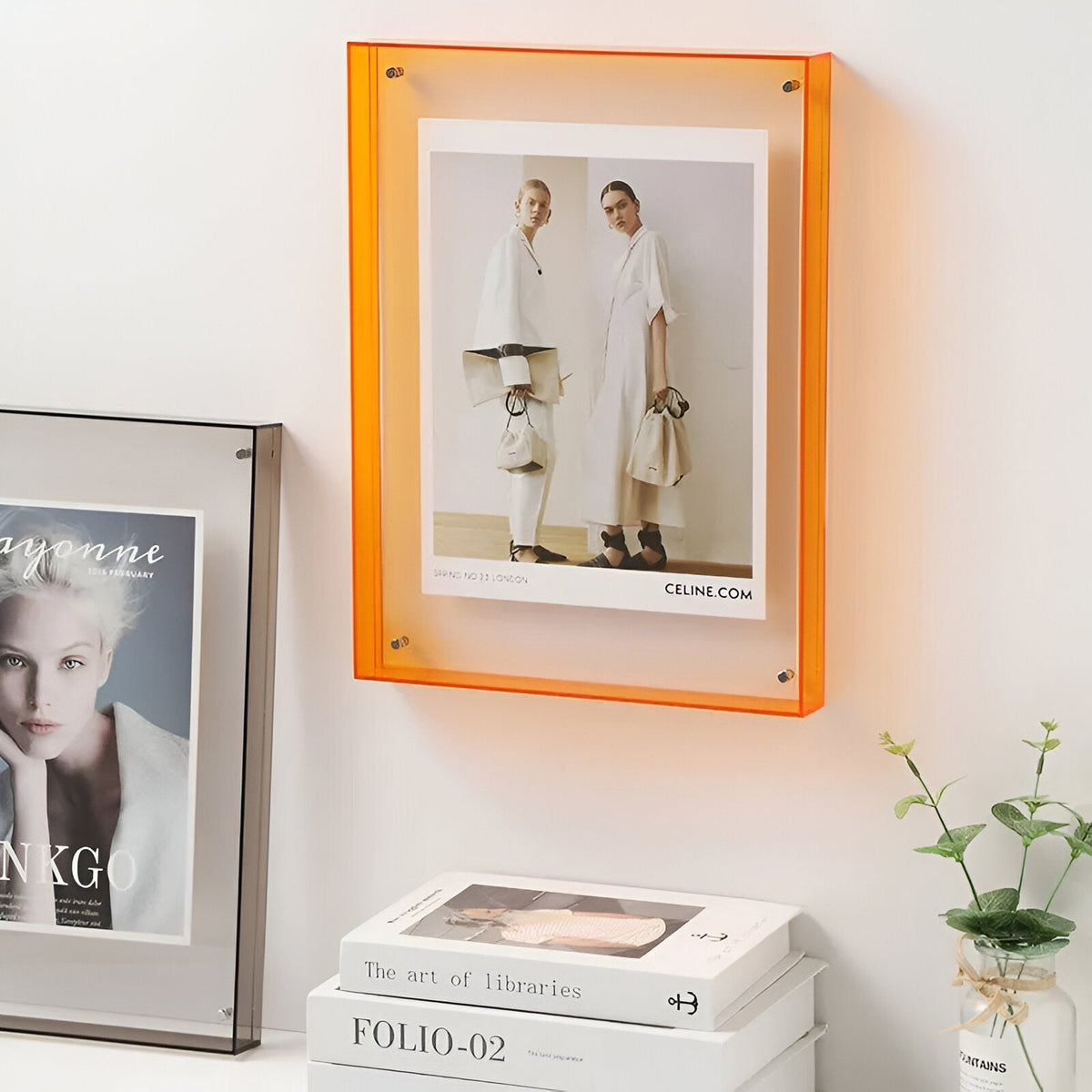 Acrylic Photo Frame with Clear Minimalist Design - Picture Frames - Orange - Seravelle Home