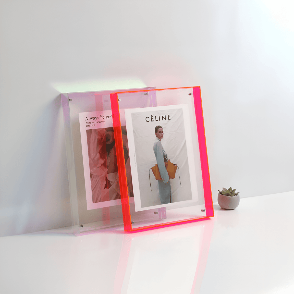 Acrylic Photo Frame with Clear Minimalist Design - Picture Frames - Yellow - Seravelle Home