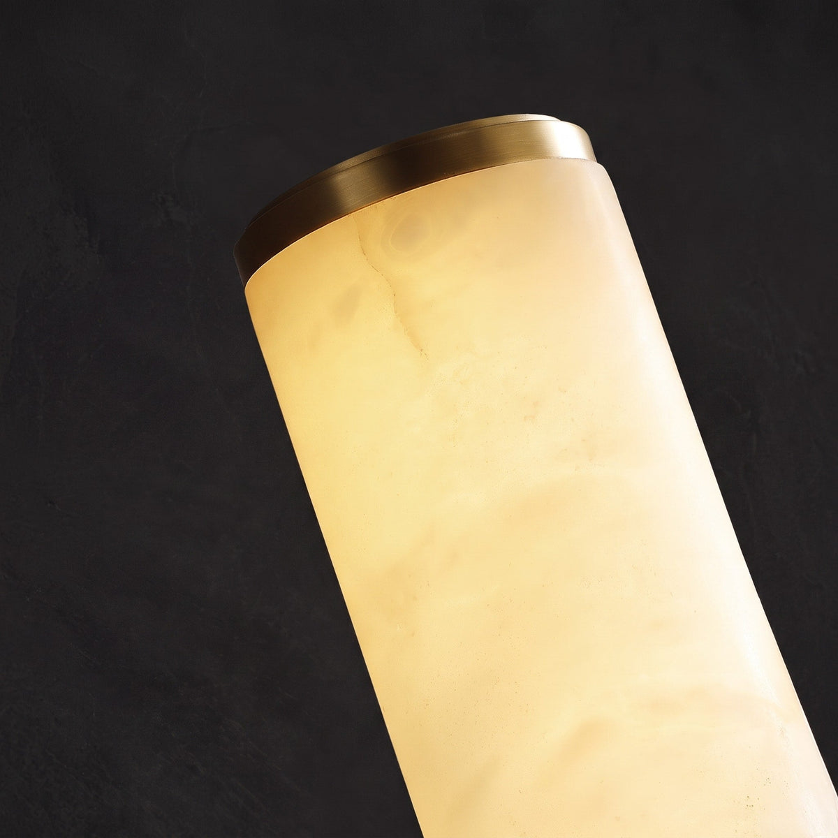 Alabaster Column Wall Sconce with Cylindrical Shade - Wall Light Fixtures - Black - Seravelle Home