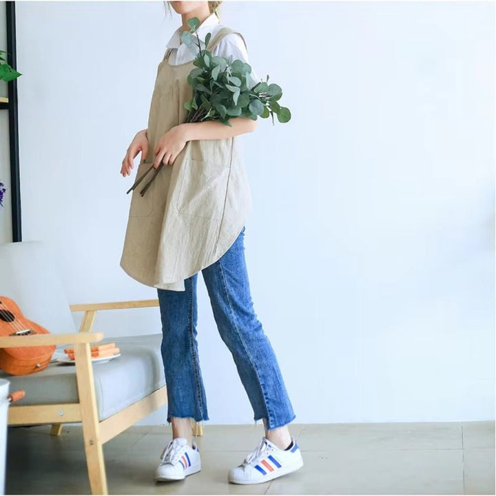 Apron Dress with Cross Back for Kitchen and Garden - Aprons - Grey - Seravelle Home