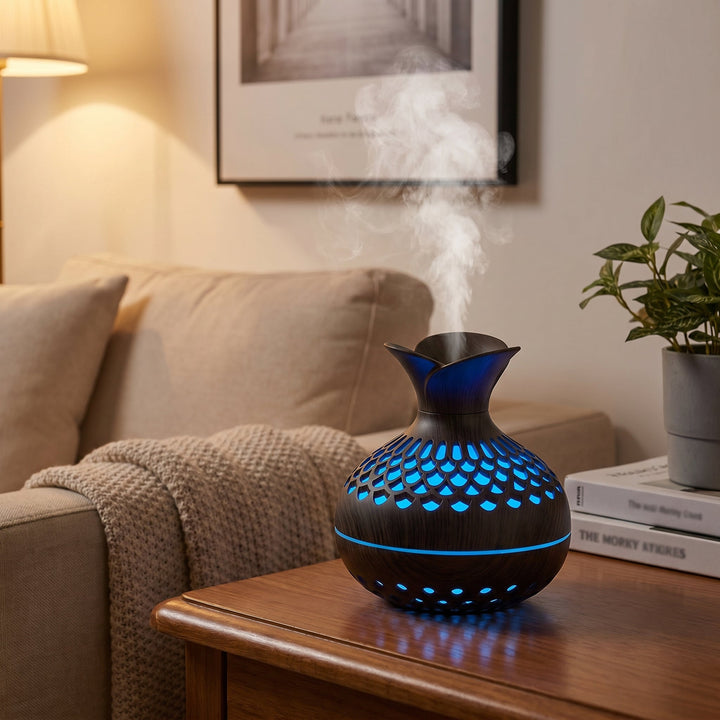 Aroma Diffuser with LED Humidifier - LED Decorative Lights - Black - Seravelle Home