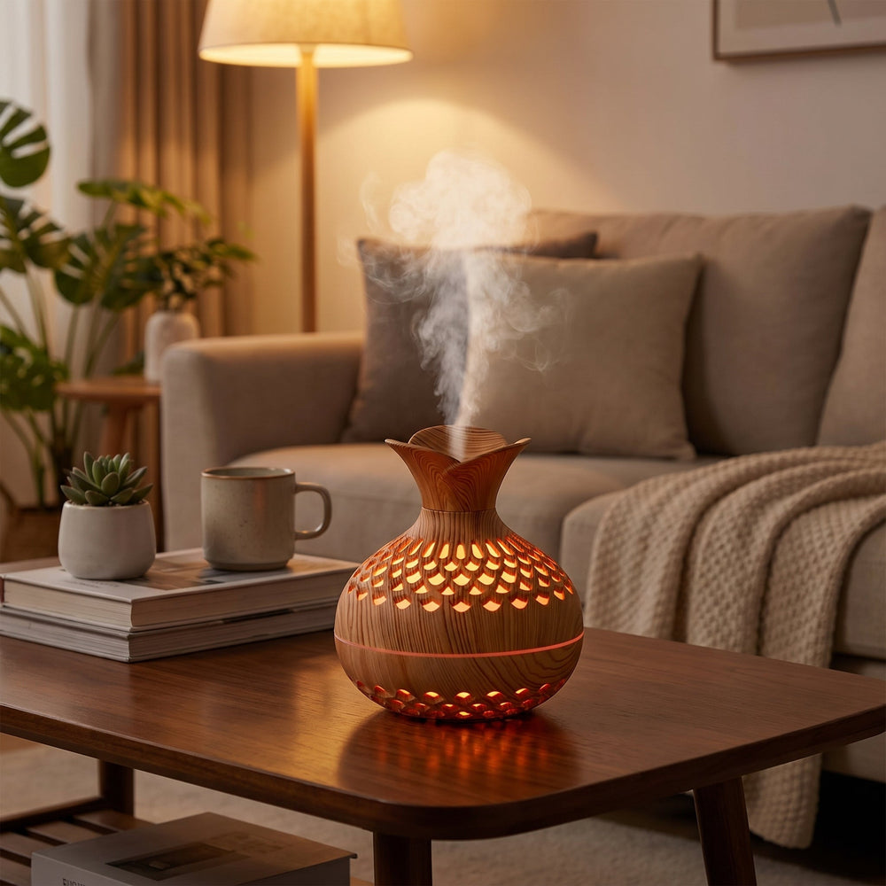 Aroma Diffuser with LED Humidifier - LED Decorative Lights - Brown - Seravelle Home