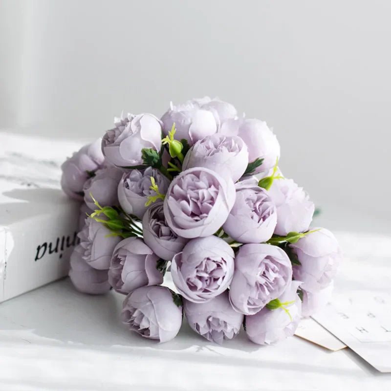 Artificial Peony Bouquet with Realistic Blooms - Artificial plants - Purple - Seravelle Home