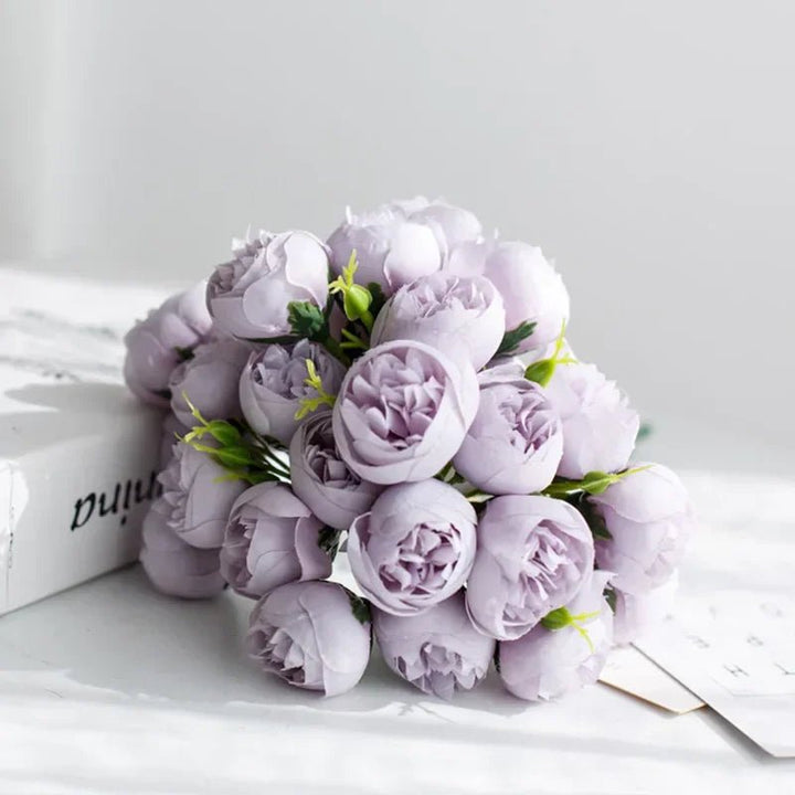 Artificial Peony Bouquet with Realistic Blooms - Artificial plants - Purple - Seravelle Home